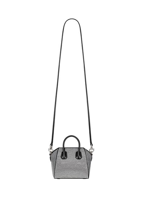 GIVENCHY Borsa Antigona Micro In Satin Nero Con Strass - GIVENCHY