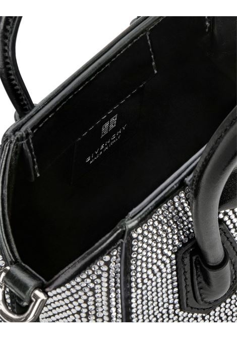 GIVENCHY Borsa Antigona Micro In Satin Nero Con Strass - GIVENCHY