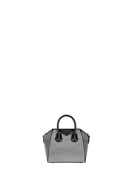 GIVENCHY Borsa Antigona Micro In Satin Nero Con Strass - GIVENCHY