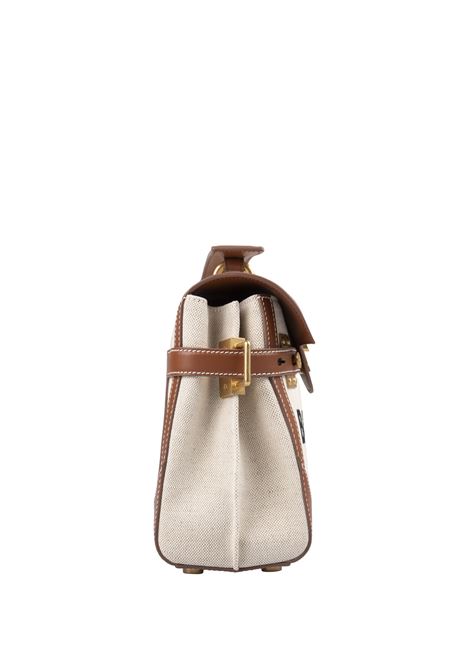 BALMAIN Borsa B-Buzz 23 Beige In Tela E Pelle - BALMAIN