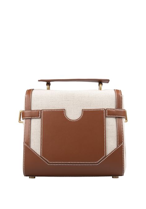BALMAIN Borsa B-Buzz 23 Beige In Tela E Pelle - BALMAIN