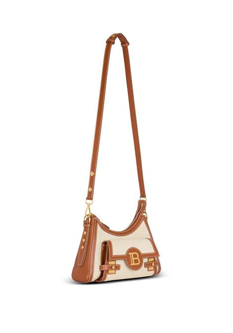 BALMAIN Borsa B-Buzz Hobo Beige In Tela E Pelle - BALMAIN
