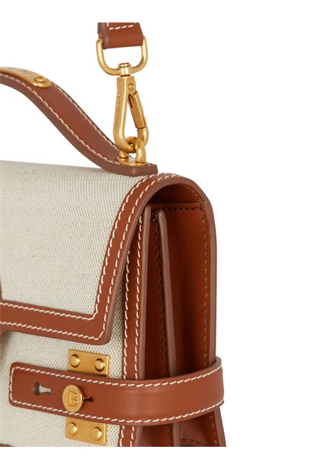 BALMAIN Borsa B-Buzz In Tela E Pelle Marrone Chiaro - BALMAIN