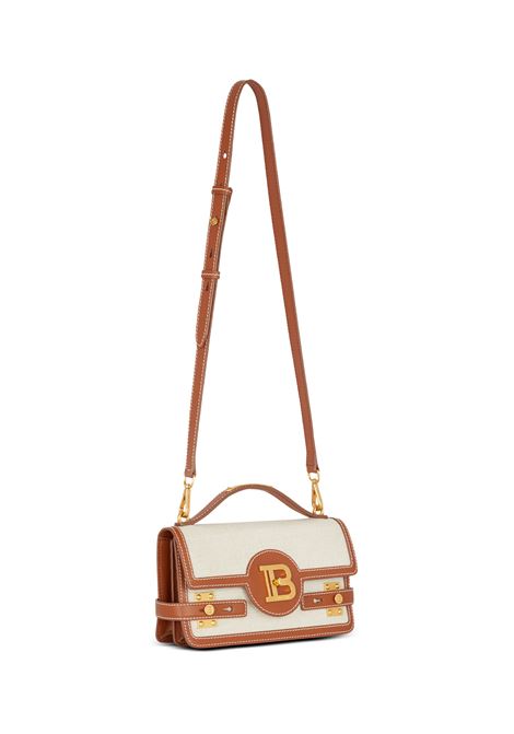 BALMAIN Borsa B-Buzz In Tela E Pelle Marrone Chiaro - BALMAIN