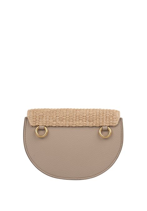 CHLOÉ Borsa Con Patta In Rafia Marcie Mini In Pelle Fango - CHLOÉ