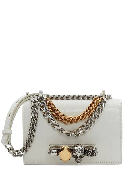 ALEXANDER MCQUEEN Borsa Jewelled Satchel Mini Avorio Con Catena - ALEXANDER MCQUEEN