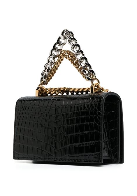 ALEXANDER MCQUEEN Borsa Jewelled Satchel Mini Nera Con Catena - ALEXANDER MCQUEEN