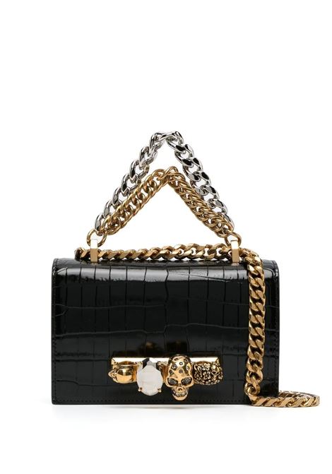 ALEXANDER MCQUEEN Borsa Jewelled Satchel Mini Nera Con Catena - ALEXANDER MCQUEEN