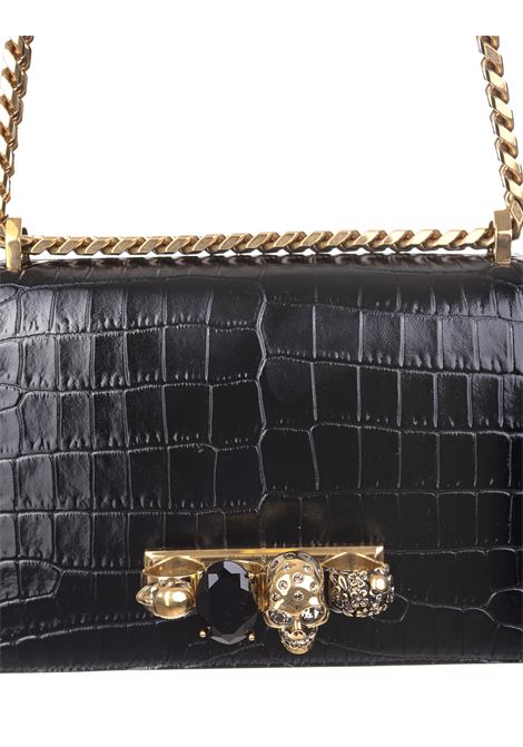 ALEXANDER MCQUEEN Borsa Jewelled Satchel Nera E Oro - ALEXANDER MCQUEEN