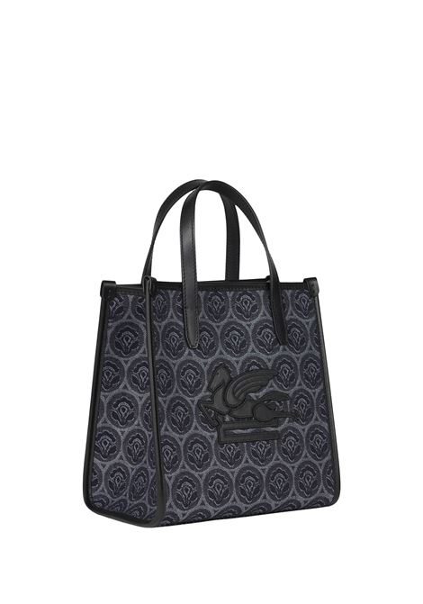 ETRO Borsa Love Trotter Media In Denim Jacquard Blu - ETRO