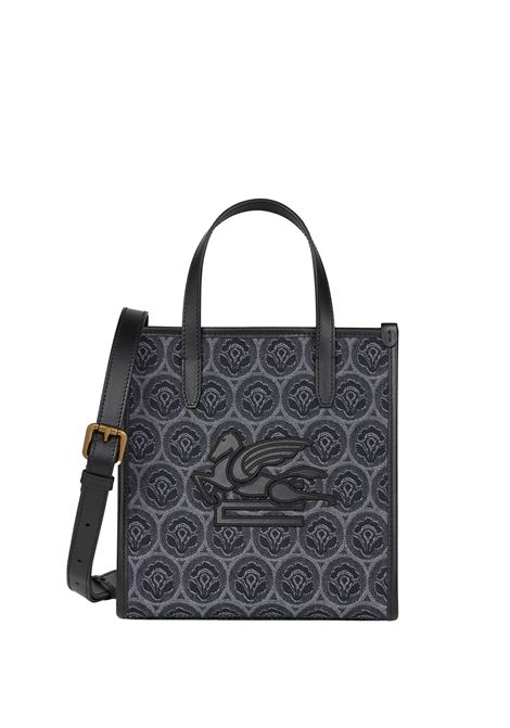 ETRO Borsa Love Trotter Media In Denim Jacquard Blu - ETRO