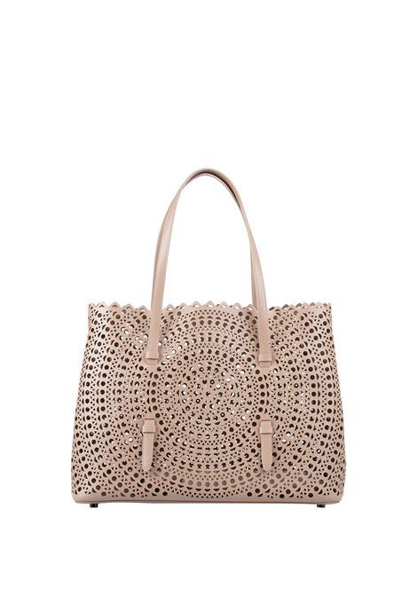 ALAIA Borsa Mina 32 In Pelle Di Vitello Vienne A Onde Beige - ALAIA
