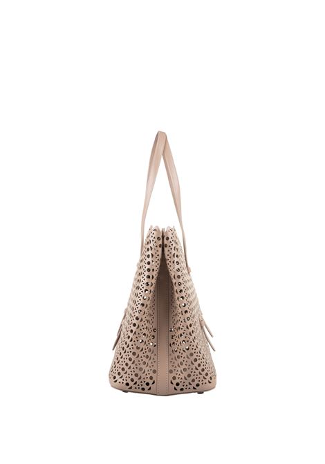 ALAIA Borsa Mina 32 In Pelle Di Vitello Vienne A Onde Beige - ALAIA
