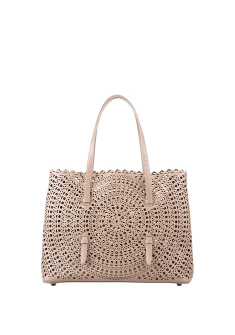ALAIA Borsa Mina 32 In Pelle Di Vitello Vienne a Onde Beige - ALAIA