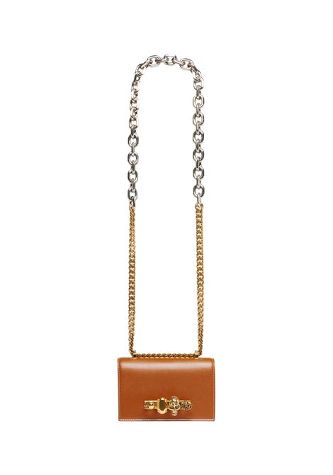 ALEXANDER MCQUEEN Borsa Mini Jewelled Satchel In Cuoio Caramello - ALEXANDER MCQUEEN