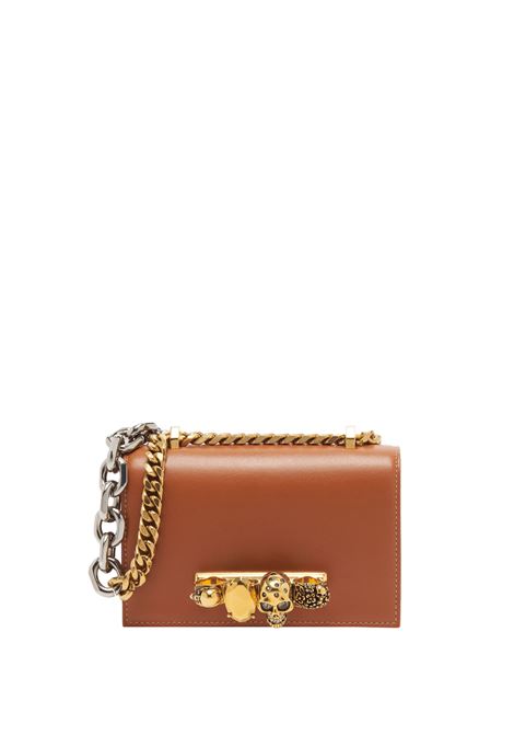 ALEXANDER MCQUEEN Borsa Mini Jewelled Satchel in Cuoio Caramello - ALEXANDER MCQUEEN