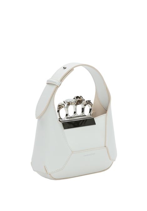ALEXANDER MCQUEEN Borsa Mini The Jewelled Hobo Avorio E Argento - ALEXANDER MCQUEEN