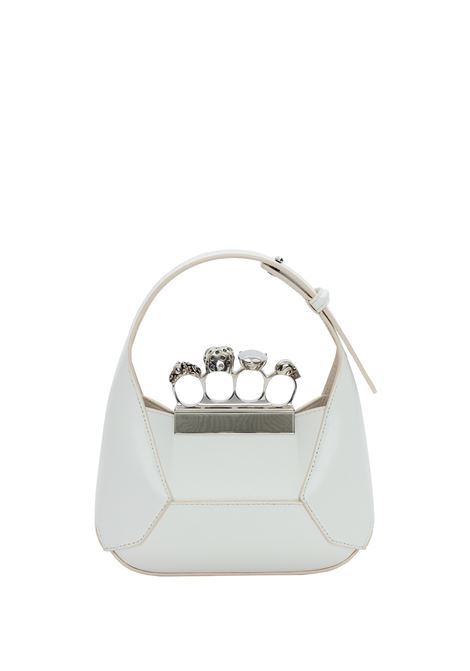 ALEXANDER MCQUEEN Borsa Mini The Jewelled Hobo Avorio e Argento - ALEXANDER MCQUEEN