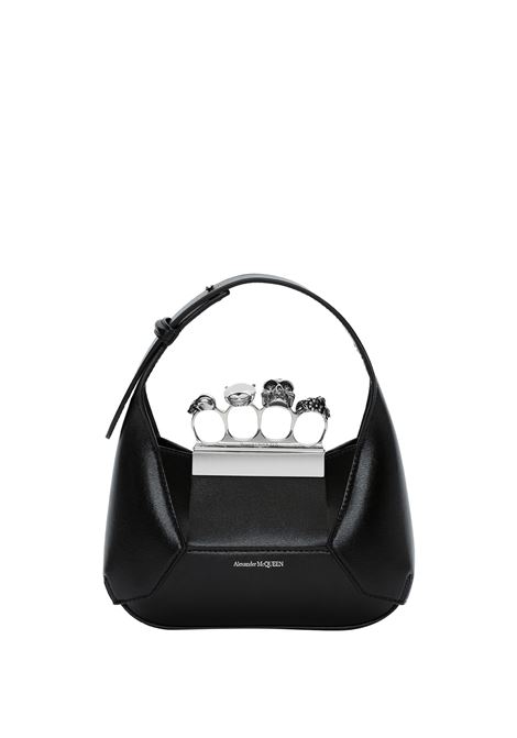 ALEXANDER MCQUEEN Borsa Mini The Jewelled Hobo Nera E Argento - ALEXANDER MCQUEEN