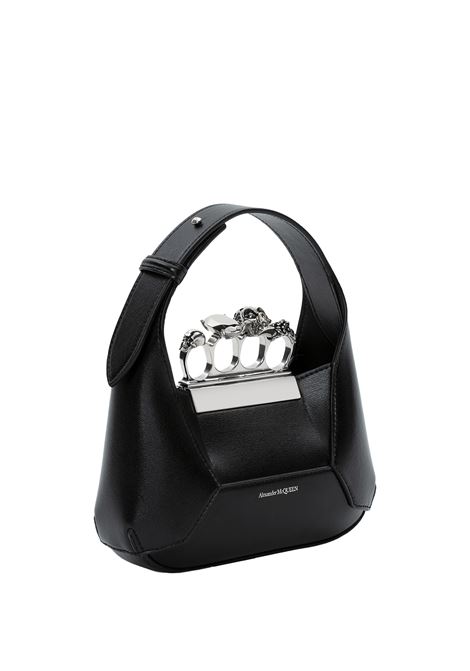 ALEXANDER MCQUEEN Borsa Mini The Jewelled Hobo Nera E Argento - ALEXANDER MCQUEEN
