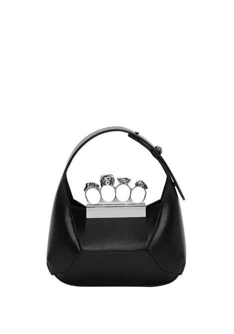 ALEXANDER MCQUEEN Borsa Mini The Jewelled Hobo Nera e Argento - ALEXANDER MCQUEEN