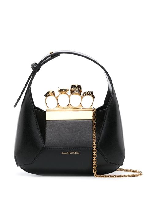 ALEXANDER MCQUEEN Borsa Mini The Jewelled Hobo Nera e Oro - ALEXANDER MCQUEEN
