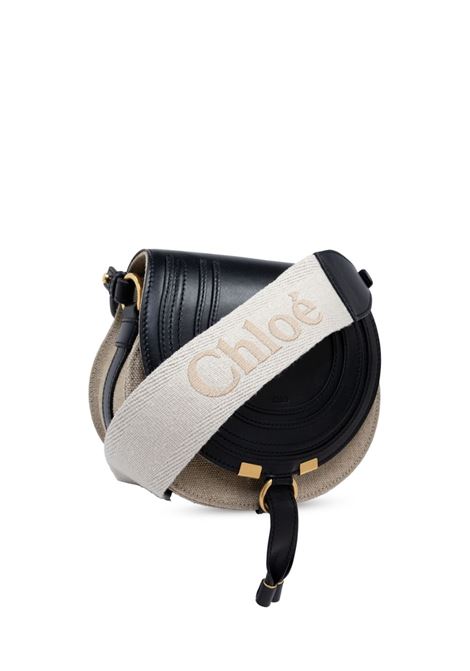 CHLOÉ Borsa Saddle Piccola Marcie In Lino E Pelle - CHLOÉ