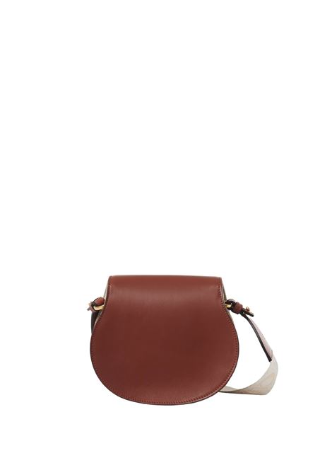 CHLOÉ Borsa Saddle Piccola Marcie In Lino E Pelle Marrone - CHLOÉ