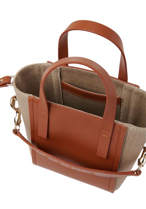 CHLOÉ Borsa "Sense" In Lino Naturale E Pelle Caramel - CHLOÉ