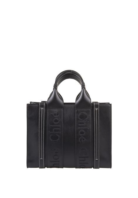 CHLOÉ Borsa Shopping Piccola Woody In Pelle Nera - CHLOÉ