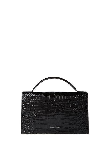 ALEXANDER MCQUEEN Borsa Skull Con Manico Superiore In Nero/Argento - ALEXANDER MCQUEEN