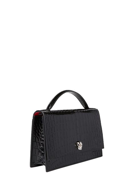 ALEXANDER MCQUEEN Borsa Skull Con Manico Superiore In Nero/Argento - ALEXANDER MCQUEEN