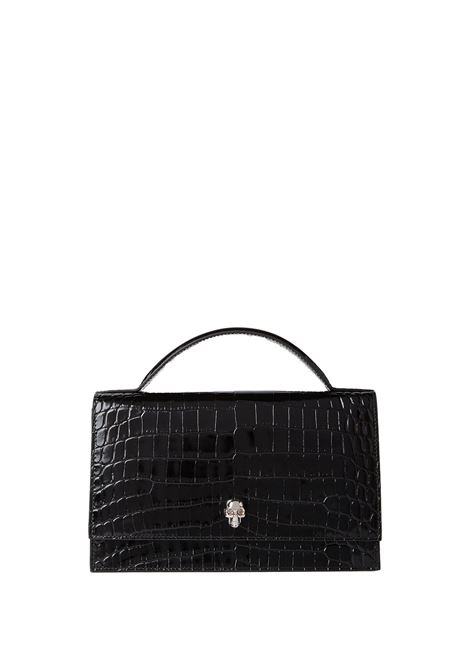 ALEXANDER MCQUEEN Borsa Skull Con Manico Superiore In Nero/Argento - ALEXANDER MCQUEEN