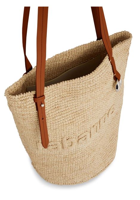 RABANNE Borsa Tote In Rafia Naturale Con Logo - RABANNE