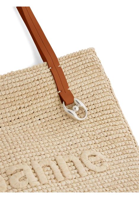 RABANNE Borsa Tote In Rafia Naturale Con Logo - RABANNE
