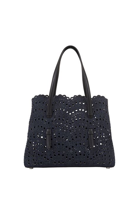 ALAIA Borsa Tote Mina 25 In Pelle Vienne A Onde Blu - ALAIA
