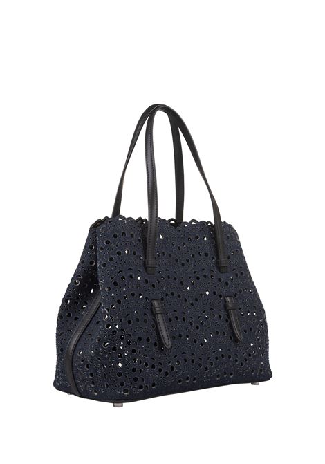 ALAIA Borsa Tote Mina 25 In Pelle Vienne A Onde Blu - ALAIA