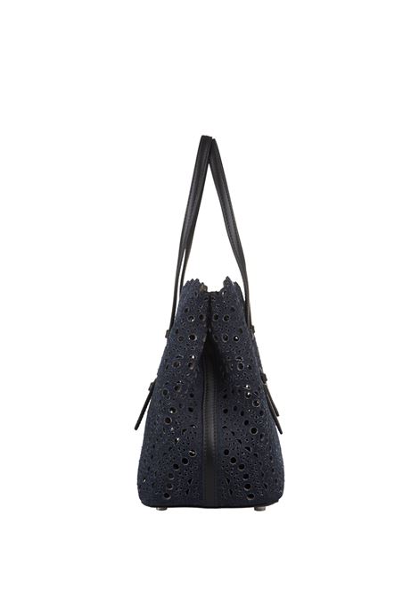 ALAIA Borsa Tote Mina 25 In Pelle Vienne A Onde Blu - ALAIA