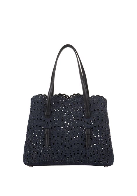 ALAIA Borsa Tote Mina 25 In Pelle Vienne a Onde Blu - ALAIA