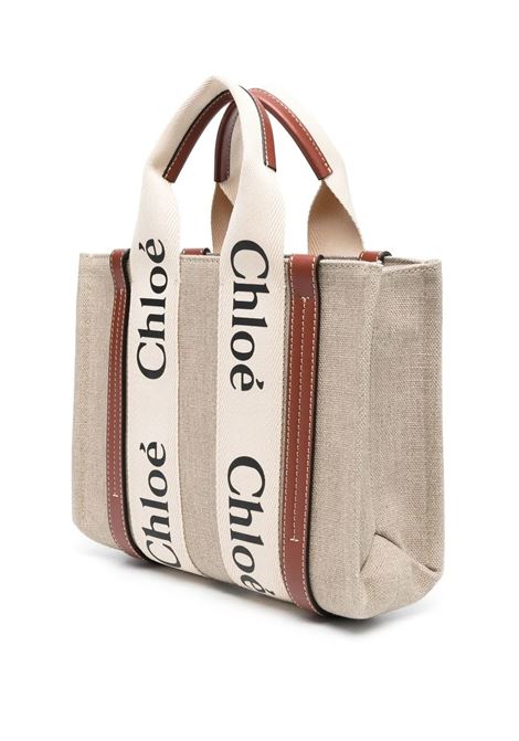 CHLOÉ Borsa Tote Woody Piccola Bianca E Marrone - CHLOÉ