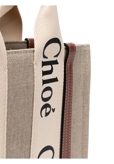 CHLOÉ Borsa Tote Woody Piccola Bianca E Marrone - CHLOÉ