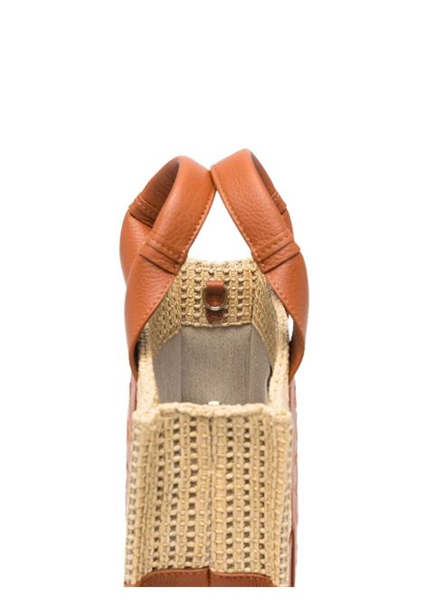 CHLOÉ Borsa Tote Woody Piccola In Pelle E Rafia Con Logo Ricamato - CHLOÉ