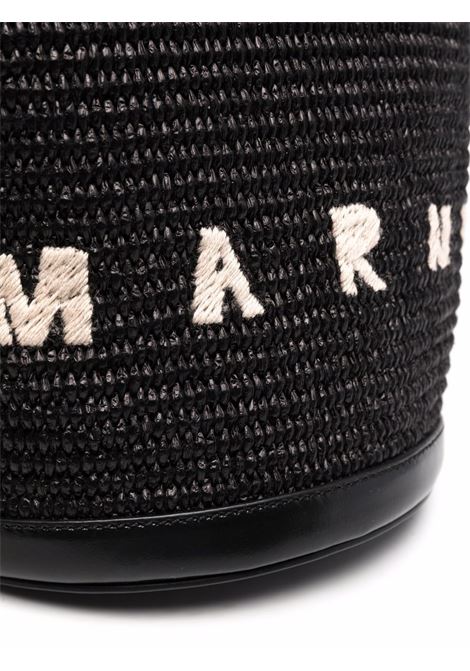 MARNI Borsa Tropicalia Piccola Nera In Pelle E Rafia - MARNI