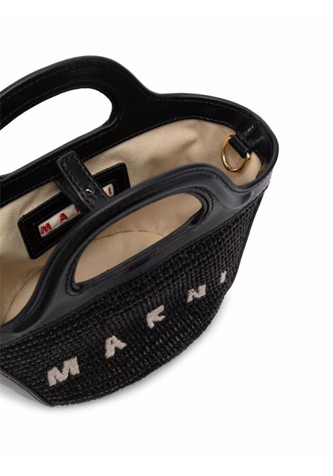 MARNI Borsa Tropicalia Summer Micro Nera In Pelle E Rafia - MARNI