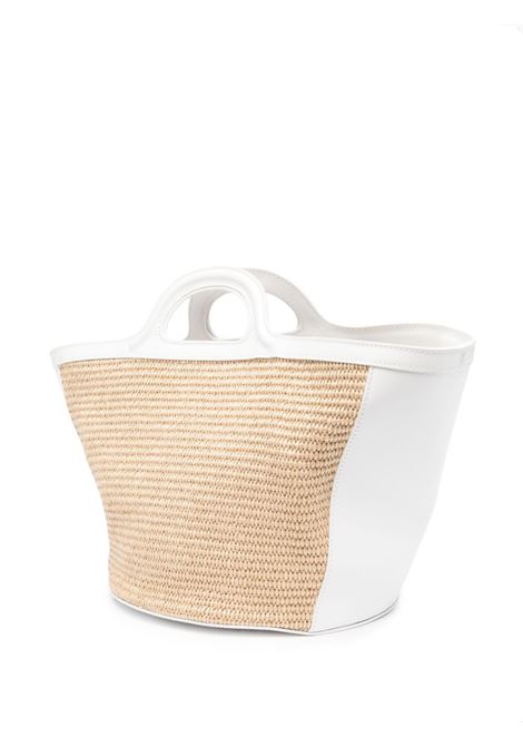 MARNI Borsa Tropicalia Summer Piccola In Pelle Bianca E Rafia Naturale - MARNI