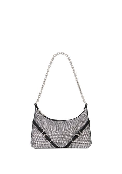 GIVENCHY Borsa Voyou Party In Satin Nero Con Strass - GIVENCHY