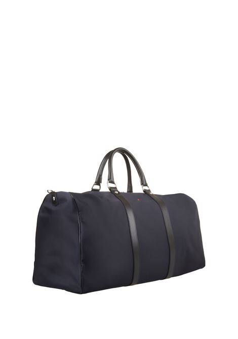 KITON Borsone In Nylon E Pelle Blu Navy Con Logo - KITON