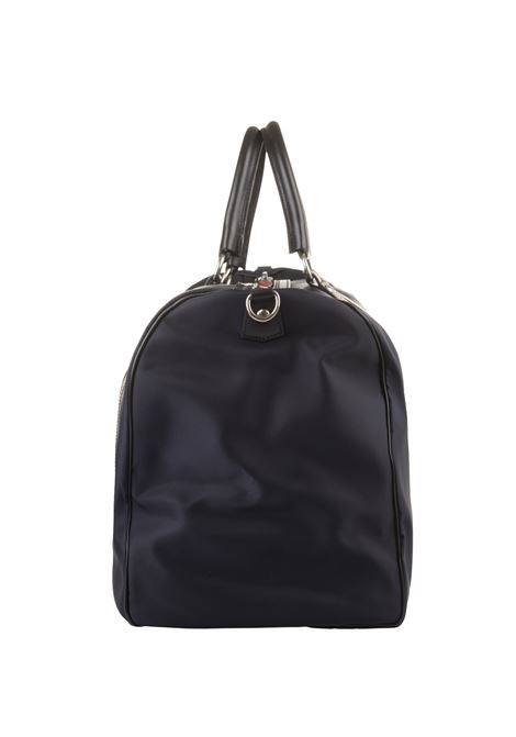 KITON Borsone In Nylon E Pelle Blu Navy Con Logo - KITON