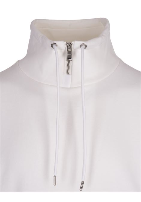 BOSS Felpa A Collo Alto Bianca Con Patch Logo - BOSS