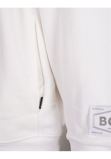 BOSS Felpa A Collo Alto Bianca Con Patch Logo - BOSS
